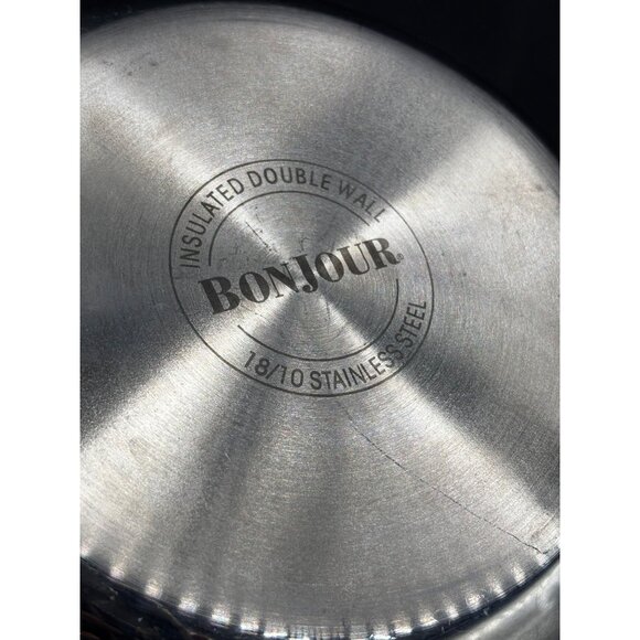 Vintage Bonjour Stainless Steel Insulated Double Wall Covered Bowl 8" - Picture 7 of 8